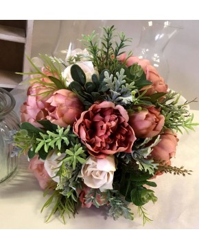 Silk Artificial Rustic Burgundy Burgandy Peony Rose Dusty Miller