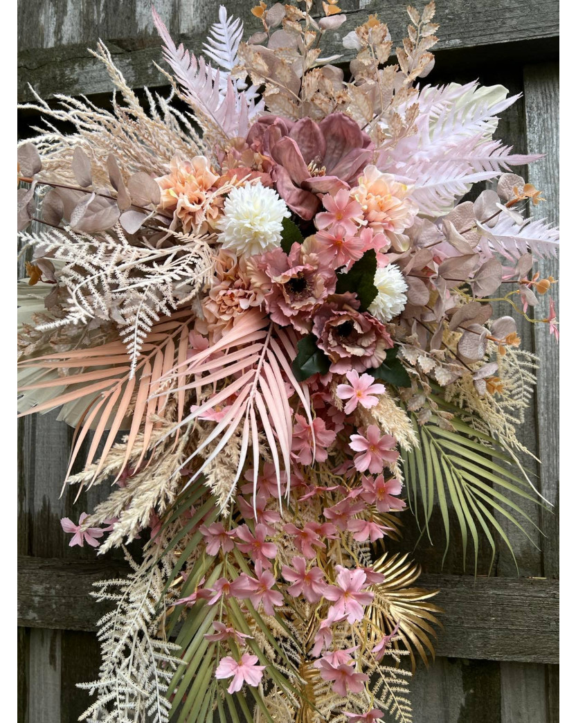 WEDDING ARBOUR DRIED FLOWERS WEDDINGS ARCH ARRANGEMENT PAMPAS GRASS FERNS DAHLIA Artificial