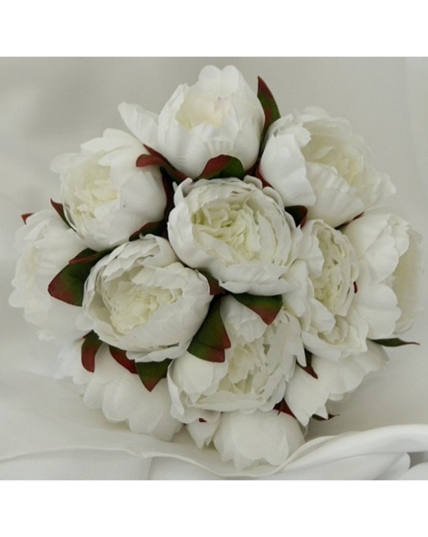 silk white peony peonie pre made bouquet posy 12 x flowers