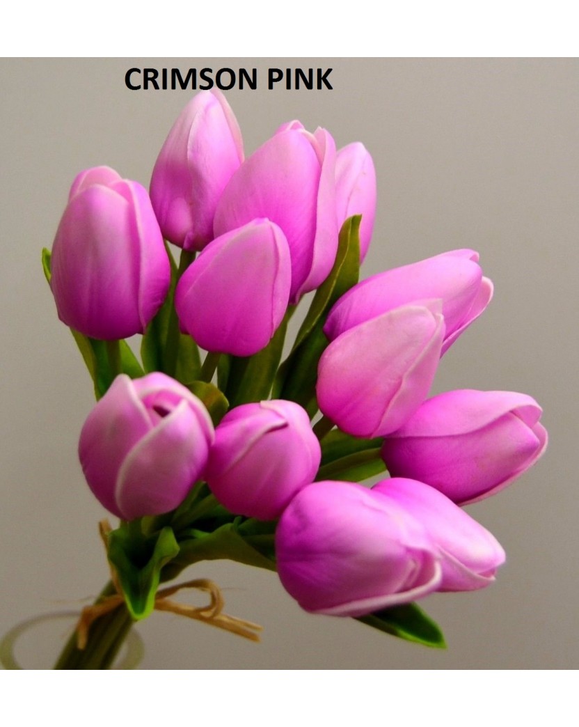 Latex Real Touch Tulip Tulips Bud bouquet Bunch x 12 heads Artificial