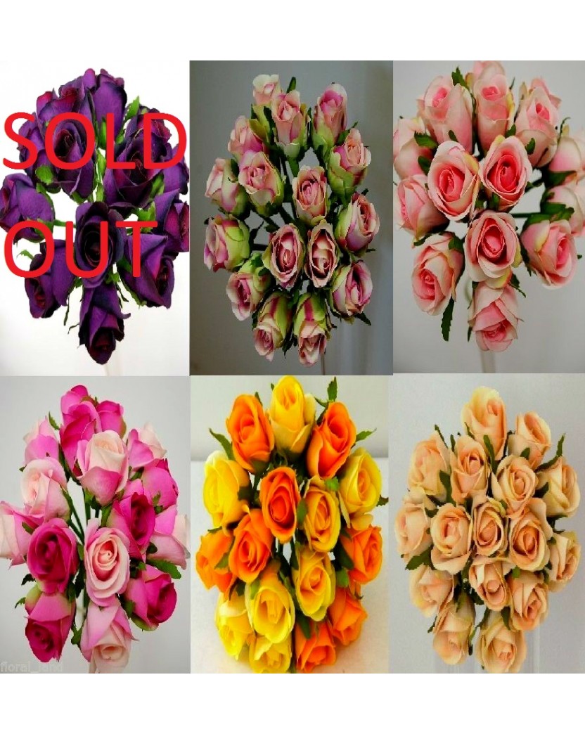 Silk Rose Posy Bouquet 16 heads Orange Yellow Pink Purple Lilac Beige