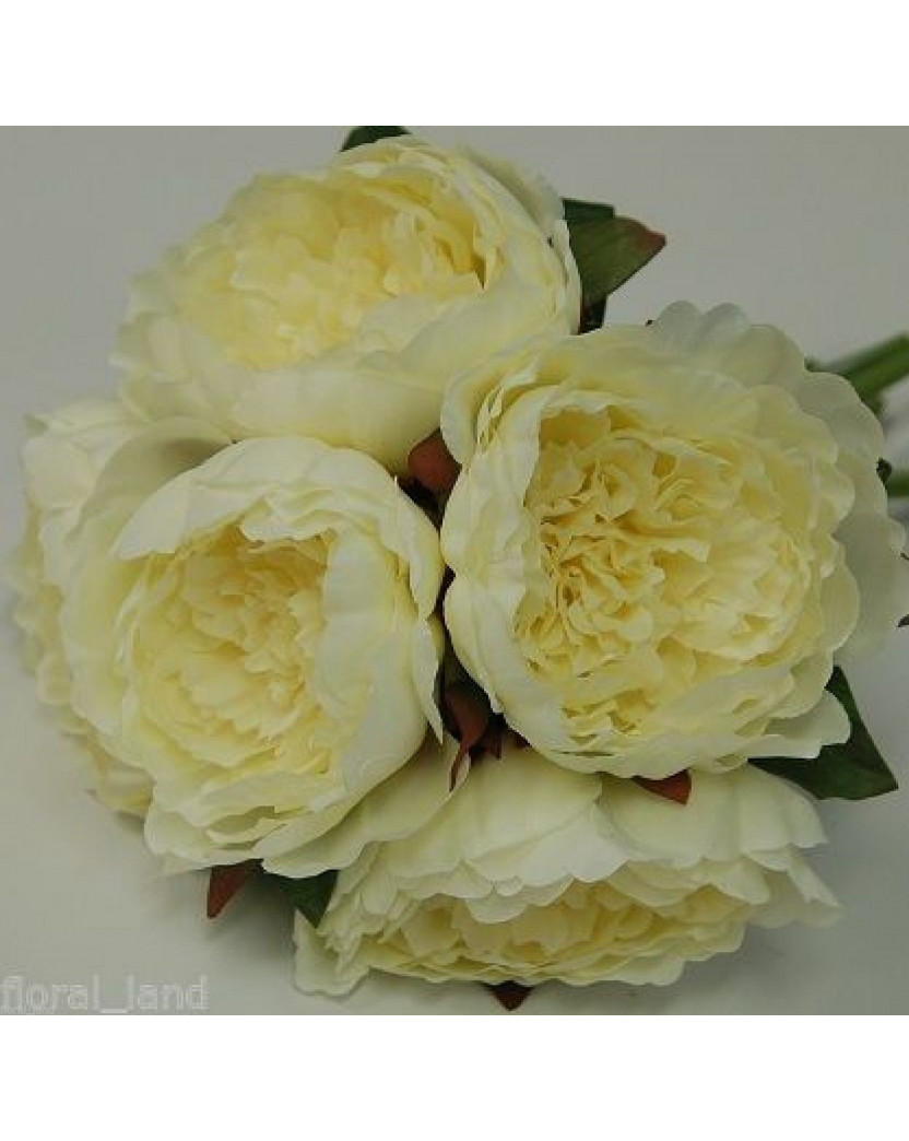 silk peony peonie pre made bouquet posy 5 x flowers cream Pink