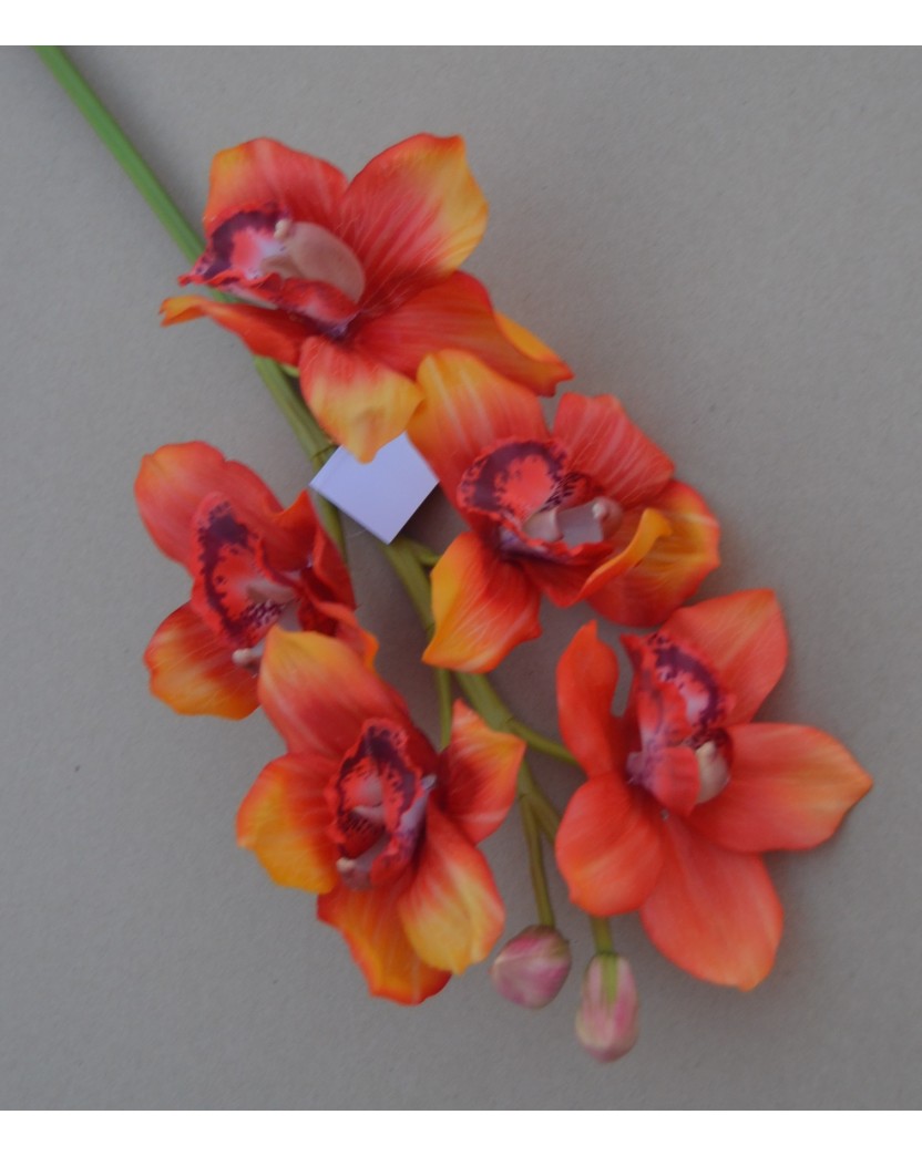 Latex Orange Cymbidium Orchid 5 head