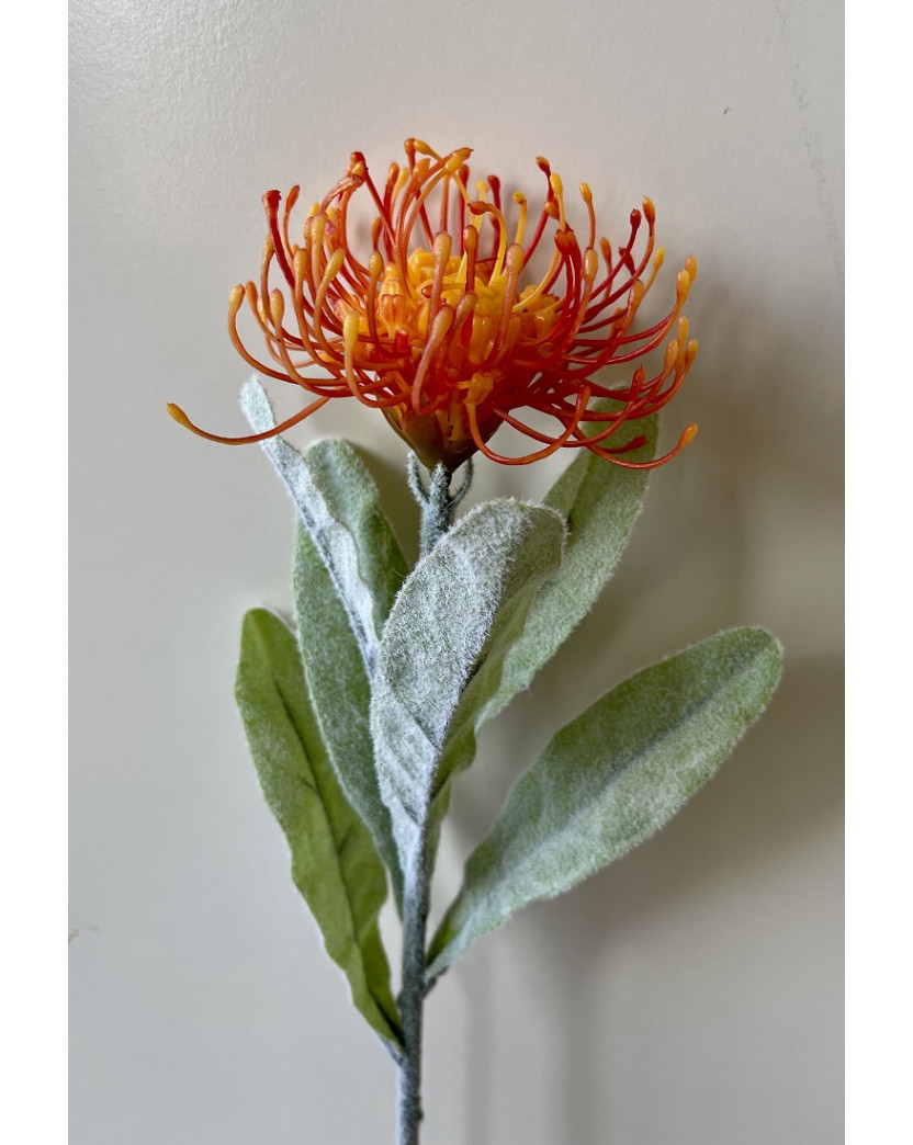 ARTIFICIAL SILK FAKE FLOWER AUSTRALIAN NATIVE ORANGE LEUCOSPERMUM