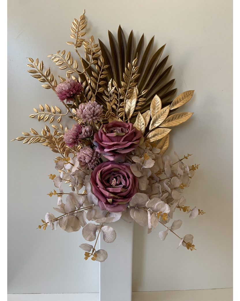 Dried Flower Arrangement Australian Native Flower Bouquet Fan Palm Gold Stems Pink Rose Gum Eucalyptus Arrangement Artificial Trees Plants Artificial Flowers Latex Real Touch Wedding Bouquets Flowers Melbourne Blue Singapore Preserved & dried flower arrangements. floral land