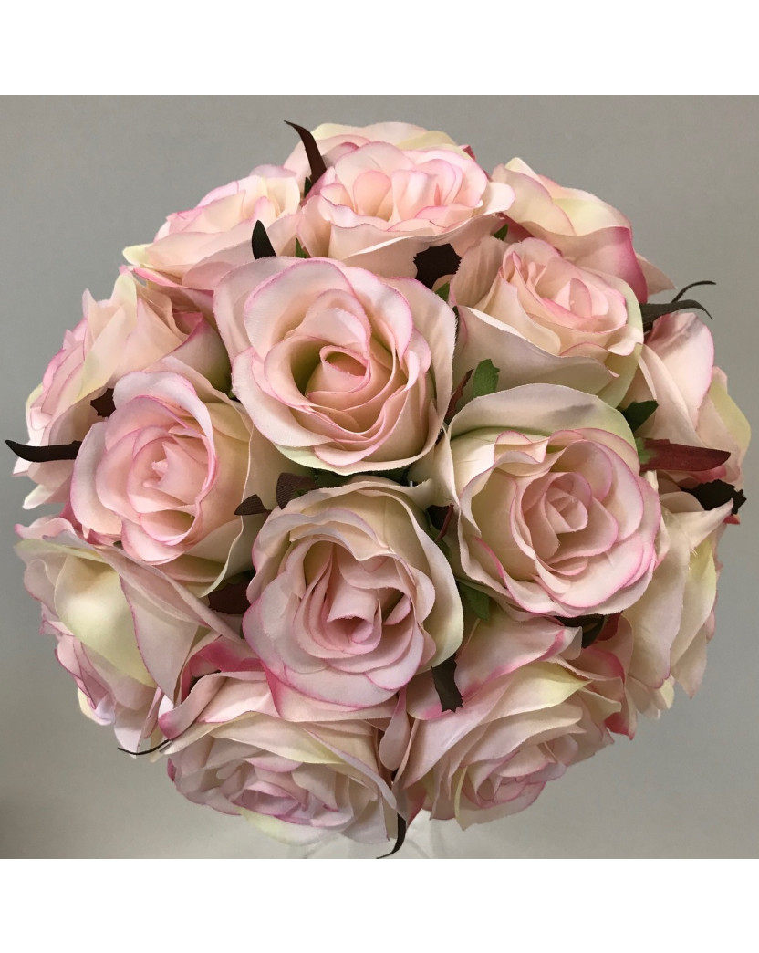 Silk Rose Posy Bouquet 15 heads Pink