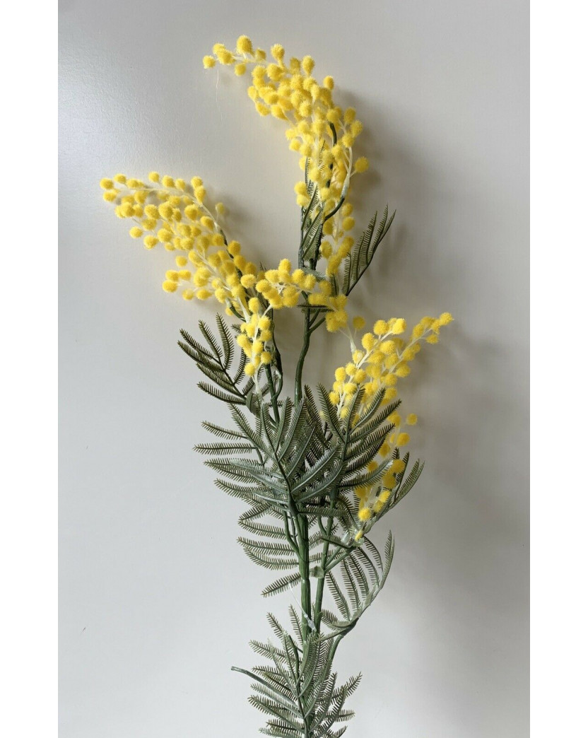 Artificial Fake Silk Flower Australian Native Golden Yellow Wattle Mimosa Flowers Stem