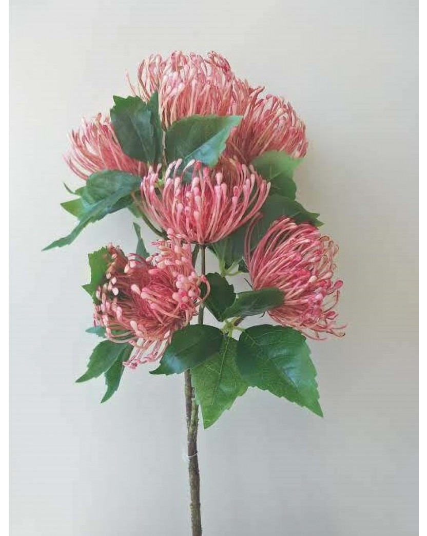ARTIFICIAL SILK FAKE FLOWER AUSTRALIAN NATIVE PINK LEUCOSPERMUM FLOWERS STEM