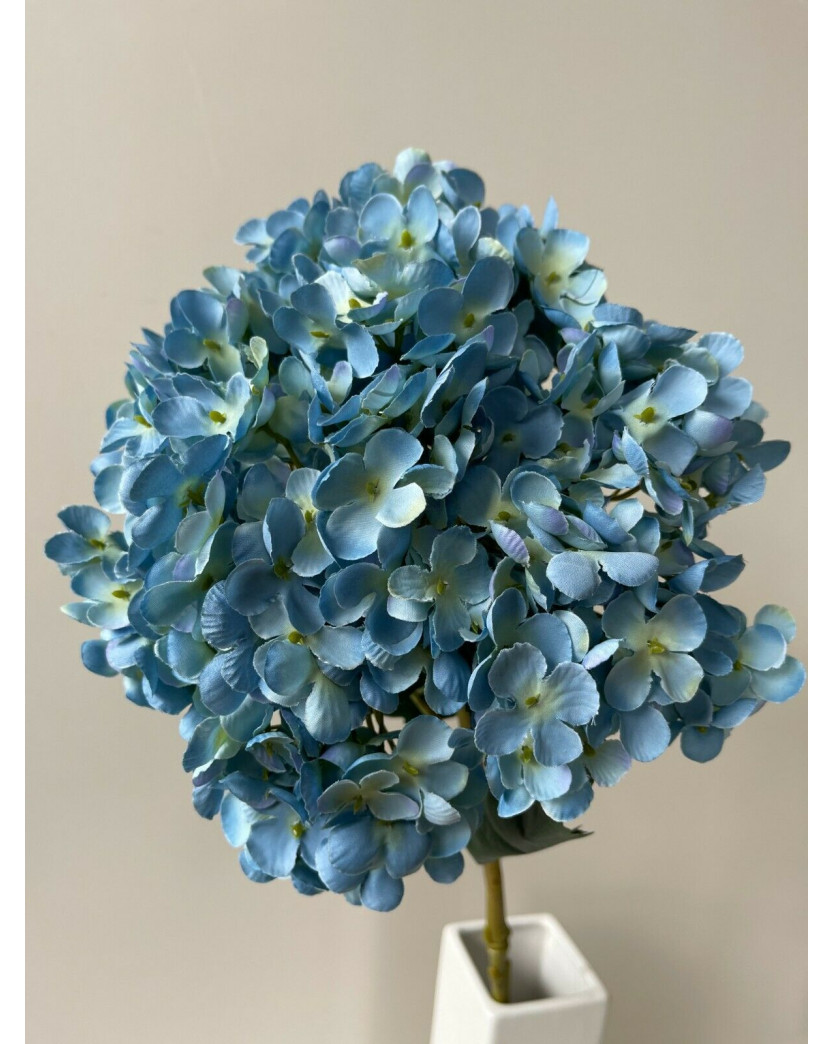 DRIED LOOK HYDRANGEA DUSTY BLUE ARTIFICIAL SILK FLOWER STEM WEDDING DECO FAKE