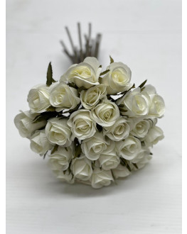 Silk Rose Roses Posy Bouquet 26 heads Cream White 