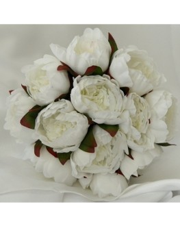 silk white peony peonie pre made bouquet posy 12 x flowers