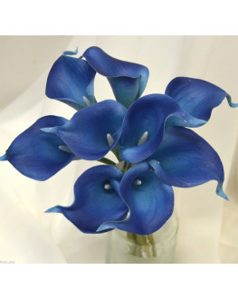 Latex Real Touch Blue Calla lily Bunch 9 heads