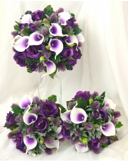Latex Calla Lily & Rose Wedding Bouquet Set