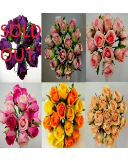 Silk Rose Posy Bouquet 16 heads Orange Yellow Pink Purple Lilac Beige