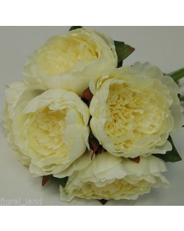 silk peony peonie pre made bouquet posy 5 x flowers cream Pink