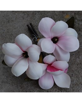 FOAM PRE MADE SHABBY SILK FLOWER PINK CREAM MAGNOLIA FLOWERS BUNCH