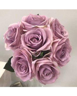 Silk Purple Blue Moon Lilac Rose Roses Premade Bouquet 7 Head 