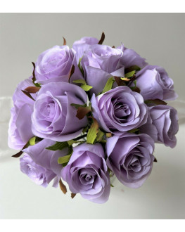 SILK WEDDING BOUQUET LAVENDER PRE MADE ROSE BUNCH ARTIFICIAL ROSES FAKE FLOWERS