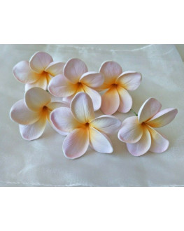 6 x LATEX REAL TOUCH FRANGIPANI PLUMERIA FLOWER HEADS LILAC PINK FLOWERS