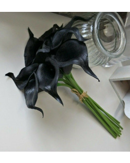 Latex Real Touch Black Calla lily Bunch 9 heads 
